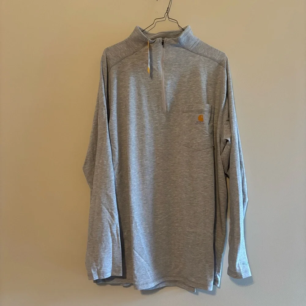 NWT Carhartt Heather Gray Quarter-Zip Mock Neck Pullover - Picture 1 of 5
